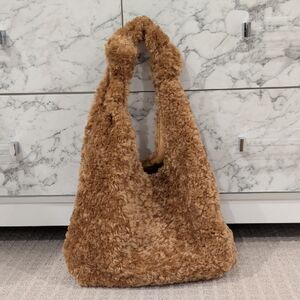 Anthropologie Fuzzy Brown Shoulder Bag